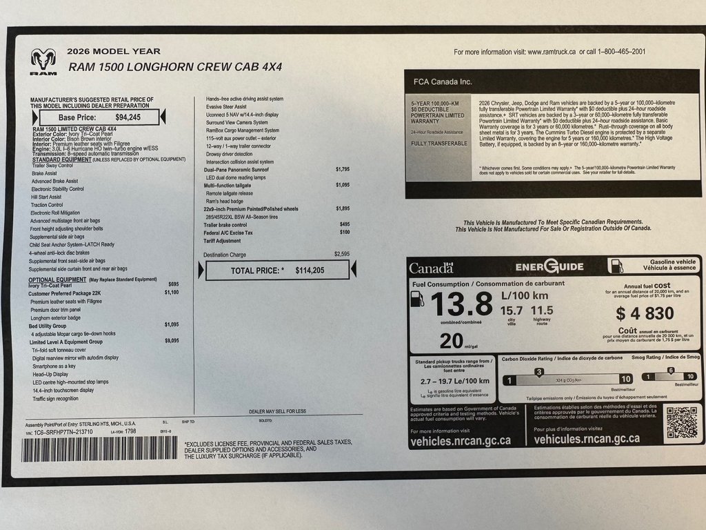 2026 Ram 1500 Limited Longhorn in Sussex, New Brunswick - 2 - w1024h768px