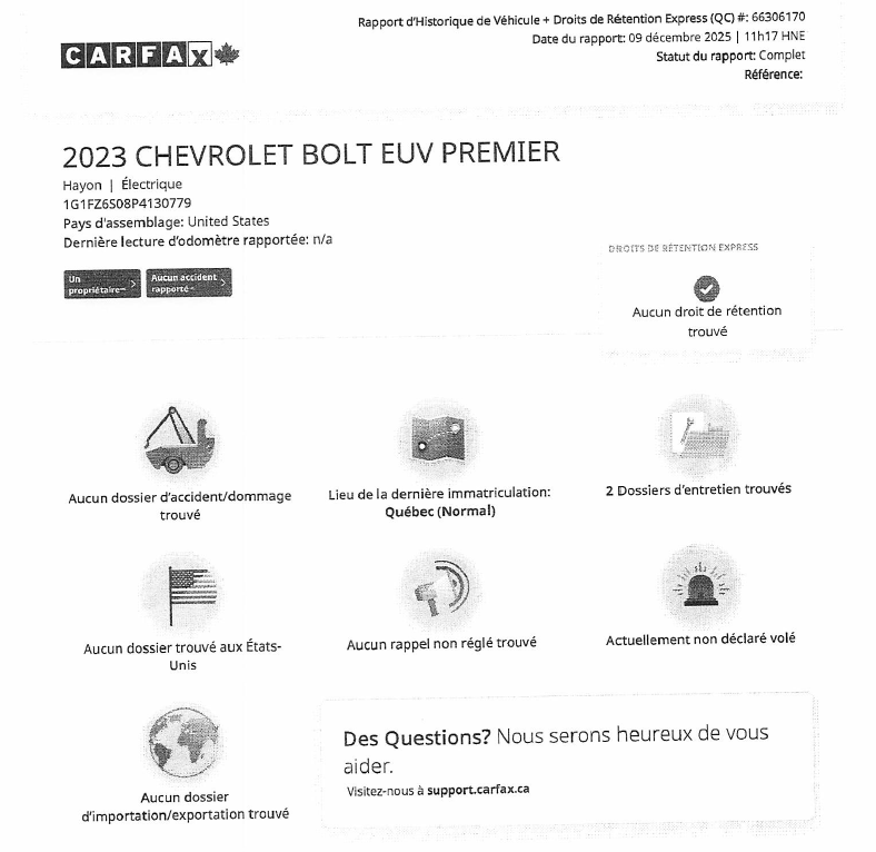 2023 Chevrolet Bolt EUV PREMIER, CUIR, TOIT, BOSE, EV 100% ELECTRIQUE !!! in Plessisville, Quebec - 2 - w1024h768px