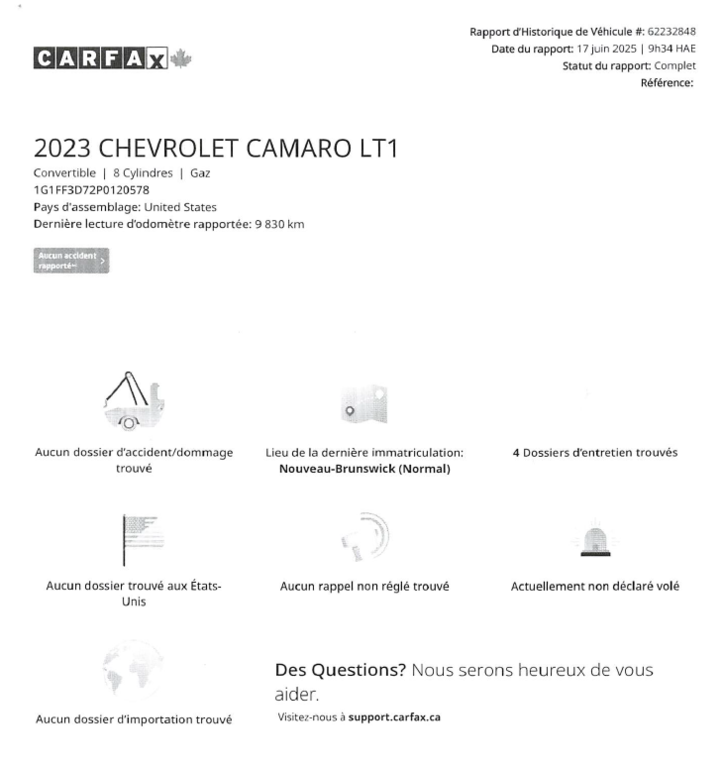 2023 Chevrolet Camaro 1SS RS V8 6.2L, CONVERTIBLE, AUTOMATIQUE !!! in Plessisville, Quebec - 2 - w1024h768px