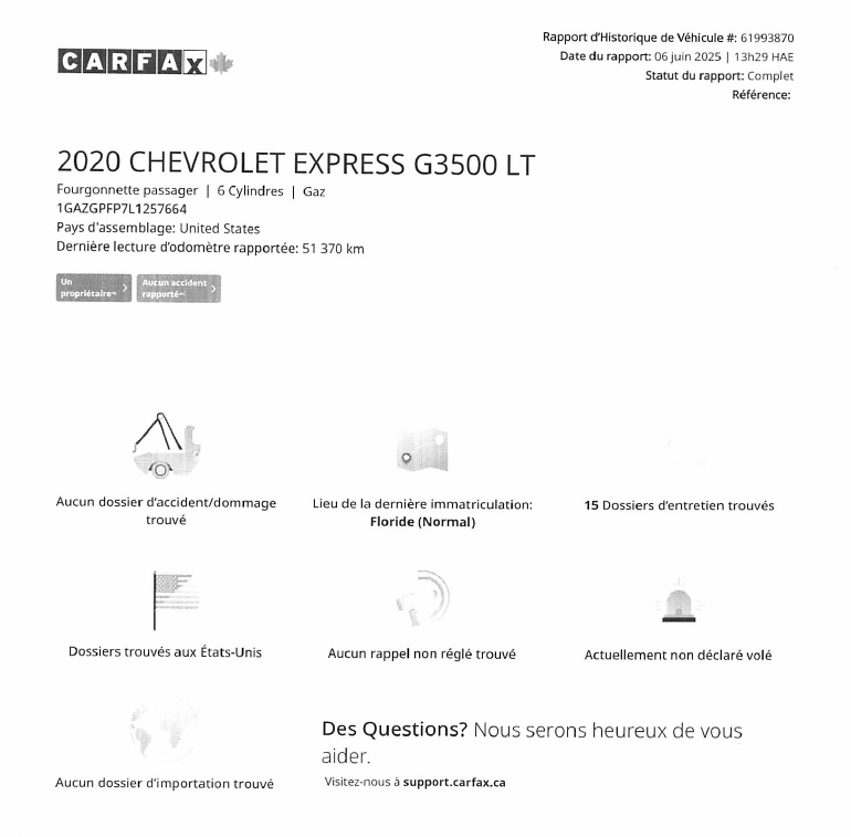 Chevrolet Express Passenger 12 PASSAGERS, ALLONGEE, V6 4.3L 2020 à Victoriaville, Québec - 2 - w1024h768px