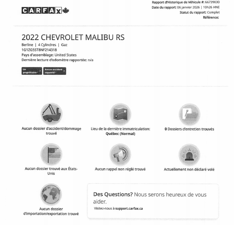 Chevrolet Malibu RS, AUTOMATIQUE, 1.5L TURBO !!! 2022 à Victoriaville, Québec - 2 - w1024h768px