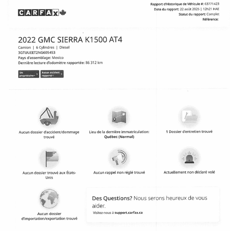 2022 GMC Sierra 1500 AT4, DURAMAX 3.0L DIESEL CUIR !!! in Victoriaville, Quebec - 2 - w1024h768px