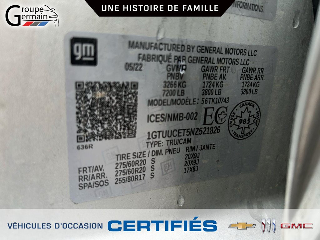 2022 GMC Sierra 1500 à St-Raymond, Québec - 54 - w1024h768px