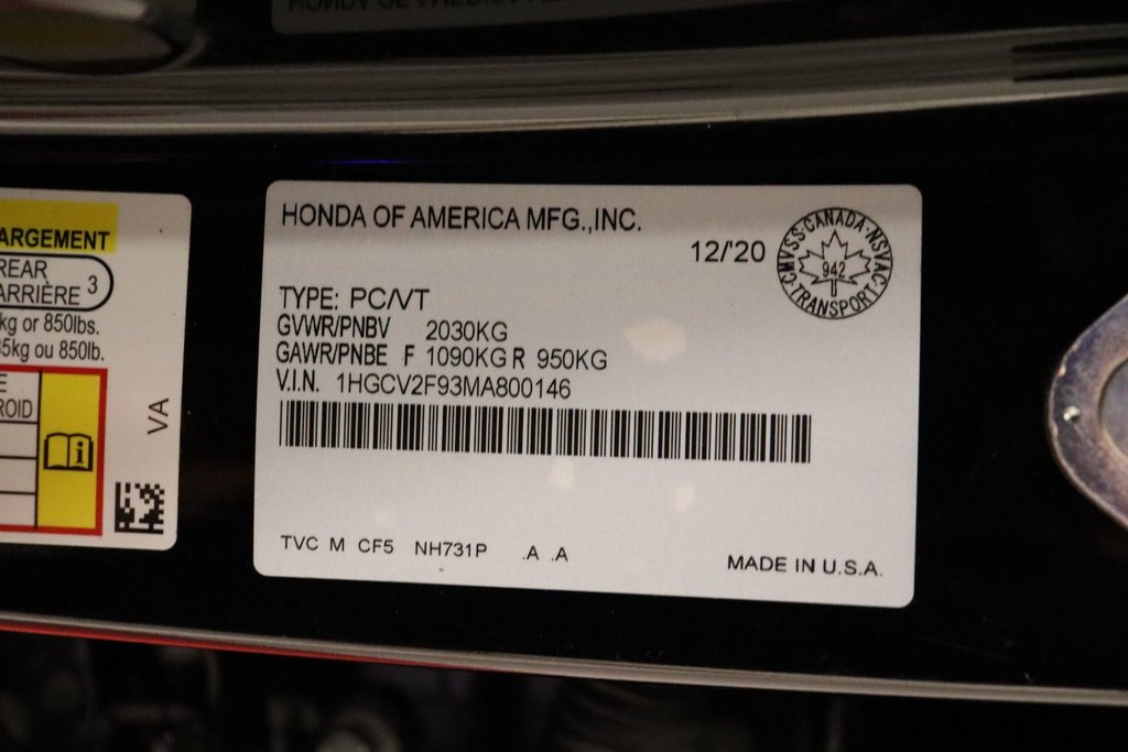 2021 Honda Accord Sedan Touring 2.0 in Sault Ste. Marie, Ontario - 28 - w1024h768px