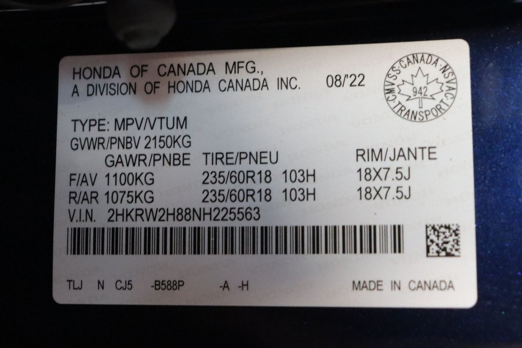 Honda CR-V EX-L 2022 à Sault Ste. Marie, Ontario - 27 - w1024h768px