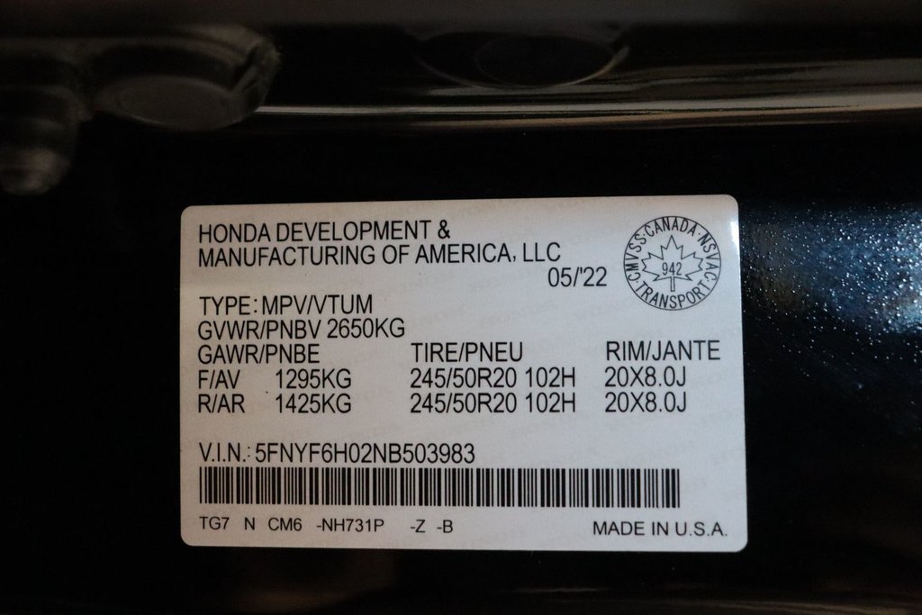 2022 Honda Pilot Black Edition in Sault Ste. Marie, Ontario - 28 - w1024h768px