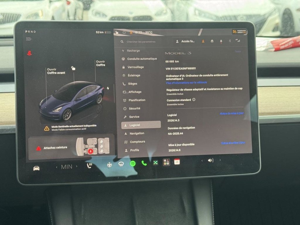 2022 Tesla Model 3 Bas Kilométrage Cuir Toit Vitré in Terrebonne, Quebec - 12 - w1024h768px