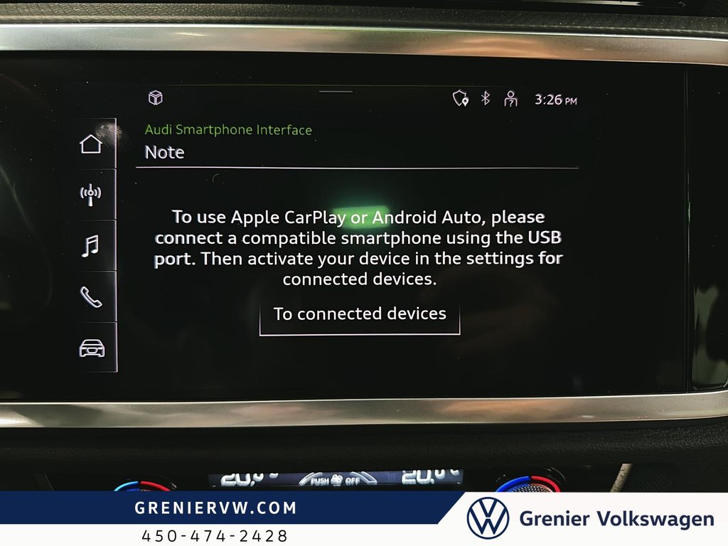 Audi Q3 Komfort, Cuir, Toit, Carplay 2022 à Terrebonne, Québec - 16 - w1024h768px