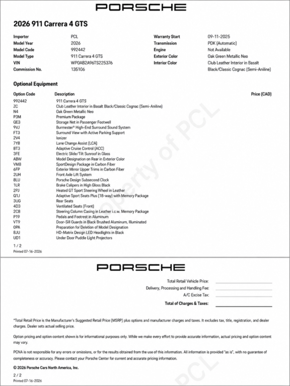Porsche 911 CARRERA 4 GTS 911 Carrera 4 GTS , 2500KM 2026 à Terrebonne, Québec - 21 - w1024h768px