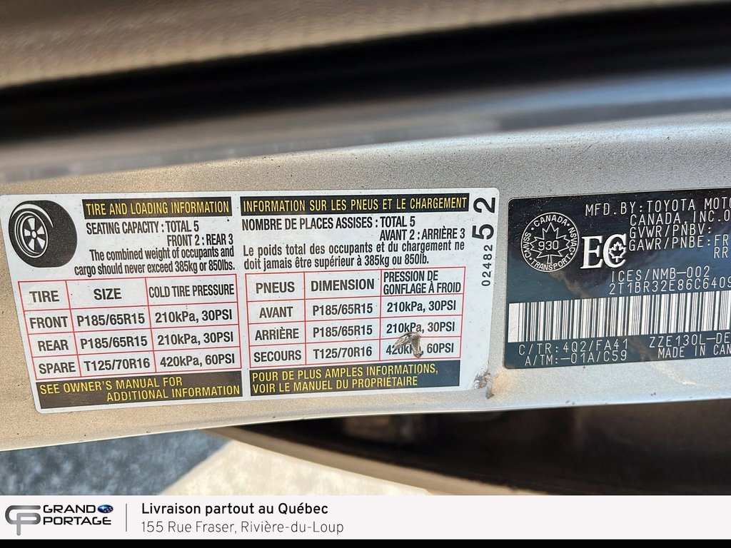 Toyota Corolla VENDU TEL QUEL 2006 à Rivière-du-loup, Québec - 18 - w1024h768px