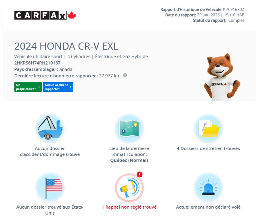 Honda CR-V Hybride EX-L AWD | DÉMARREUR | TOIT | CUIR | CARPLAY | CAMÉRA +++ 2024 à Laval, Québec - 2 - w1024h768px