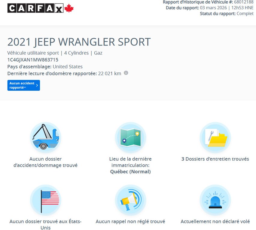 Jeep Wrangler Willy's Sport | BAS KM | 4X4 | CAMÉRA | BLUETOOTH +++ 2021 à Laval, Québec - 2 - w1024h768px
