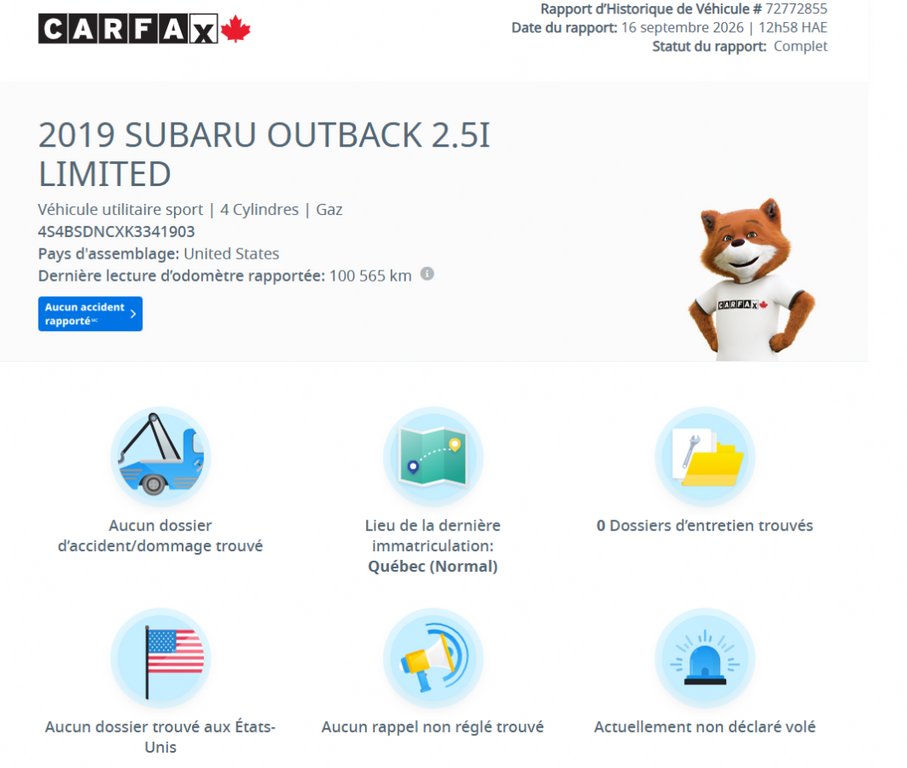 Subaru Outback 2.5i Limited AWD | CUIR | TOIT | HARMAN/KARDON | NAV | CARPLAY | CAMÉRA +++ 2019 à Laval, Québec - 2 - w1024h768px