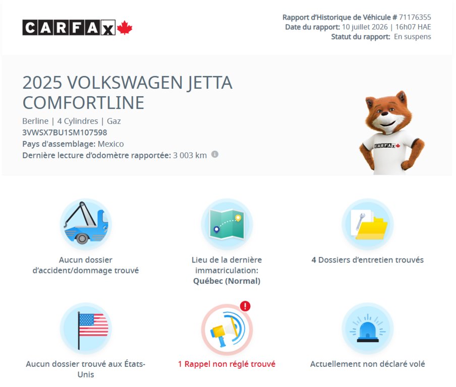 2025 Volkswagen Jetta Comfortline SPORT PACK | TOIT | DÉMARREUR | CUIR | CARPLAY | CAMÉRA +++ in Laval, Quebec - 2 - w1024h768px