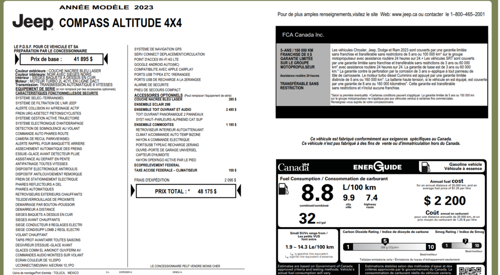 Jeep COMPASS LATITUDE LUX  2023 à Saint-Georges, Québec - 29 - w1024h768px