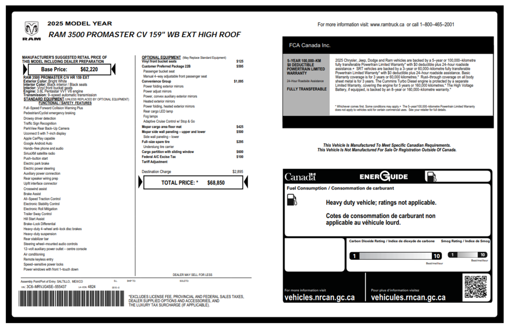 2025 Ram PROMASTER 3500 HIGH in Saint-Georges, Quebec - 26 - w1024h768px