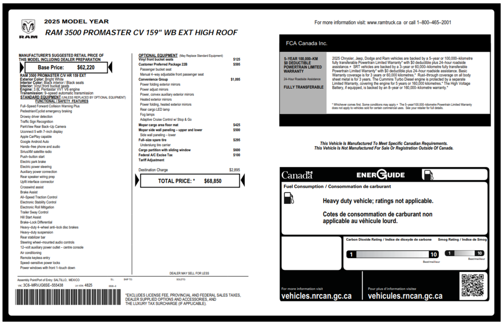 2025 Ram PROMASTER 3500 HIGH in Saint-Georges, Quebec - 25 - w1024h768px