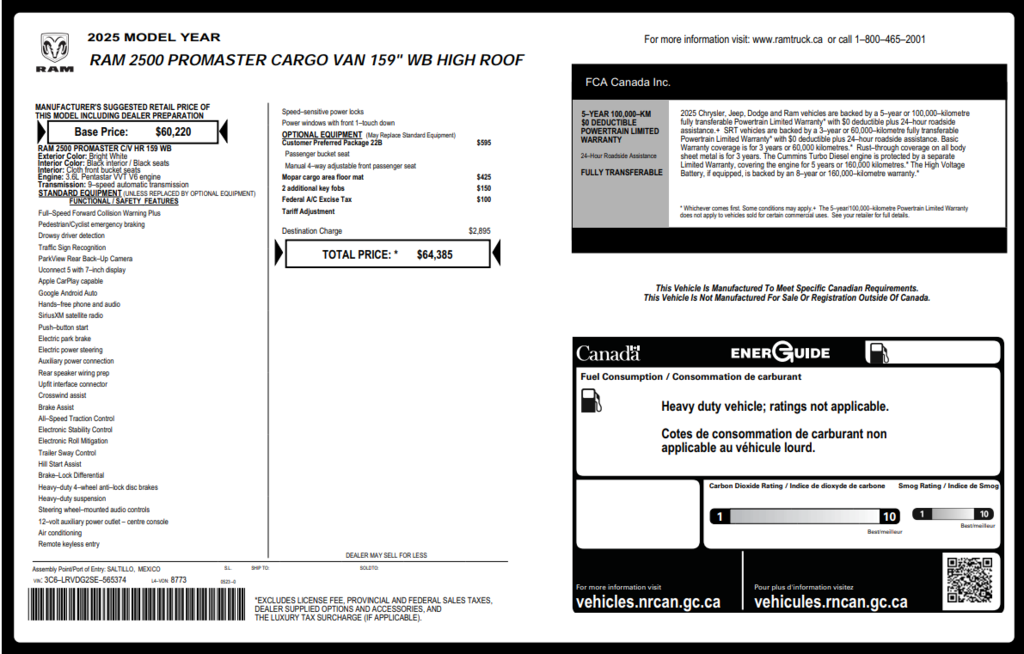 2025 Ram ProMaster Cargo Van Tradesman in Saint-Georges, Quebec - 24 - w1024h768px