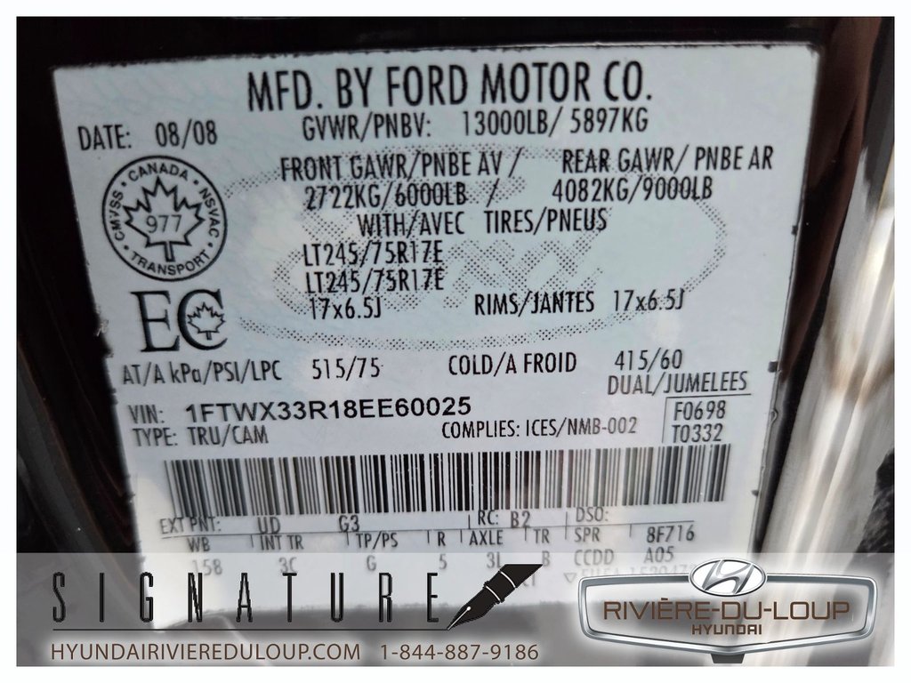 Ford Super Duty F-350 DRW XLT,6X6,8 CYL,6.4 DIESEL 2008 à Riviere-Du-Loup, Québec - 19 - w1024h768px