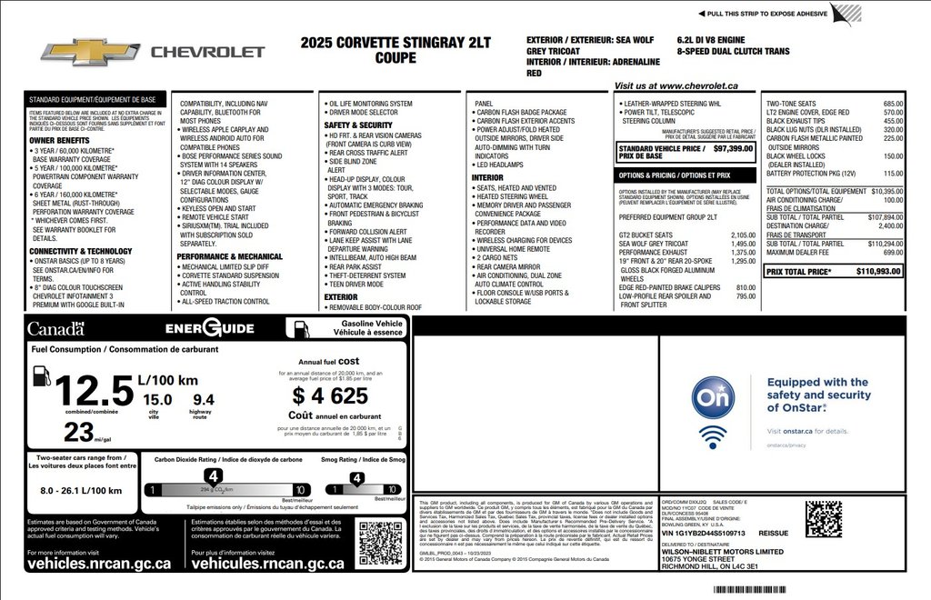 2025 Chevrolet Corvette in Antigonish, Nova Scotia - 2 - w1024h768px