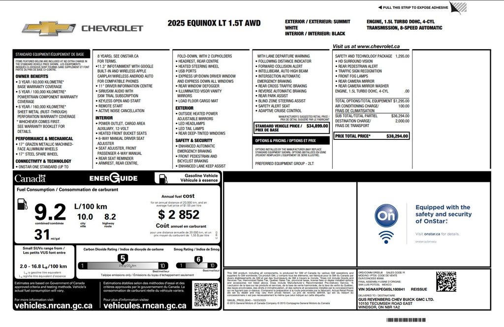 2025 Chevrolet Equinox LT | Nav | HtdWheel/ Seats | Cam | USB | Bluetooth in Saint John, New Brunswick - 10 - w1024h768px