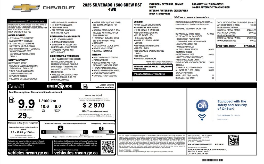 2025 Chevrolet SILVERADO 1500 RST | Cam | USB | HtdWheel | Bluetooth in Saint John, New Brunswick - 2 - w1024h768px