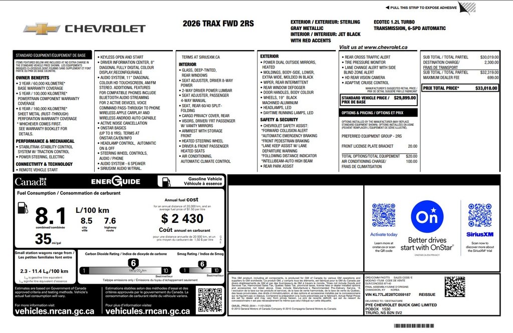 2026 Chevrolet TRAX in Antigonish, Nova Scotia - 2 - w1024h768px