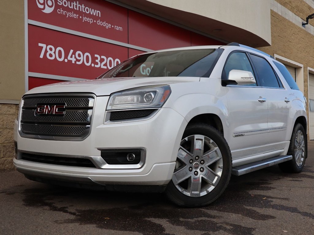 2016 GMC Acadia DENALI IN WHITE EQUIPPED WITH A 3.6L V6 , AWD , 6SPD AUTO , PREMIUM BOSE AUDIO , DUAL EXHAUST , SUNROOF , DUAL HEADREST DVD ENTE-0