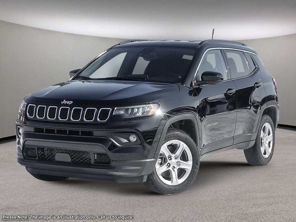 2024 Jeep Compass NORTH IN DIAMOND BLACK EQUIPPED WITH A 2.0L TURBO I4 , 4X4 , 8SPD AUTO , TERRAIN MGMT , FCW , ACTIVE LANE MGMT , BACKUP CAM , AU-0