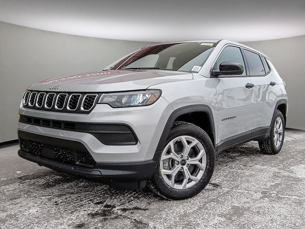 2025 Jeep Compass SPORT IN SILVER METALLIC EQUIPPED WITH A 2.0L TURBO I4 , 4X4 , 8SPD AUTO , TERRAIN MGMT , FCW , ACTIVE LANE MGMT , BACKUP CAM ,-0