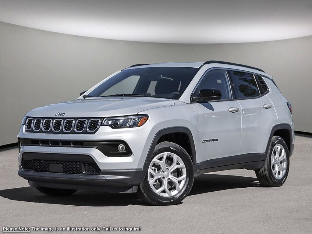 2025 Jeep Compass NORTH IN SILVER METALLIC EQUIPPED WITH A 2.0L TURBO I4 , 4X4 , 8SPD AUTO , TERRAIN MGMT , FCW , ACTIVE LANE MGMT , BACKUP CAM ,-0
