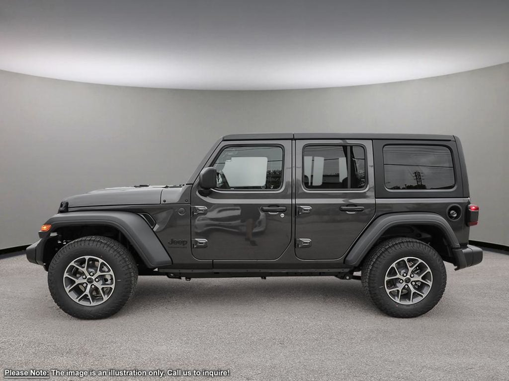 2024 Jeep Wrangler SPORT IN GRANITE METALLIC EQUIPPED WITH A 3.6L V6 , 4X4 , 8SPD TF AUTO , 17INCH RIMS , SAFETY GROUP , TECH GRUOP , CONVENIENCE G-2