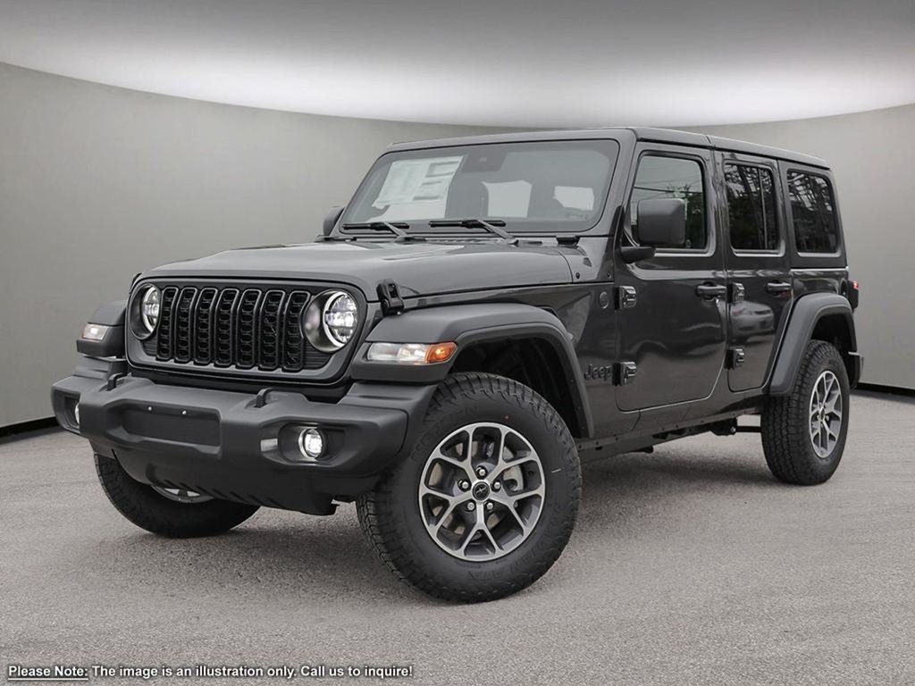 2024 Jeep Wrangler SPORT IN GRANITE METALLIC EQUIPPED WITH A 3.6L V6 , 4X4 , 8SPD TF AUTO , 17INCH RIMS , SAFETY GROUP , TECH GRUOP , CONVENIENCE G-0