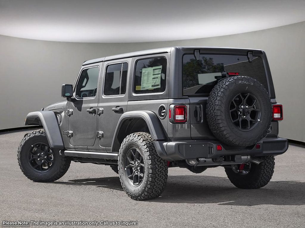 2024 Jeep Wrangler WILLYS IN GRANITE METALLIC EUQIPPED WITH A 3.6L V6 , 4X4 , 8SPD TF AUTO , SAFETY GROUP , TECH GROUP , CONVENIENCE GROUP , DANA W-3