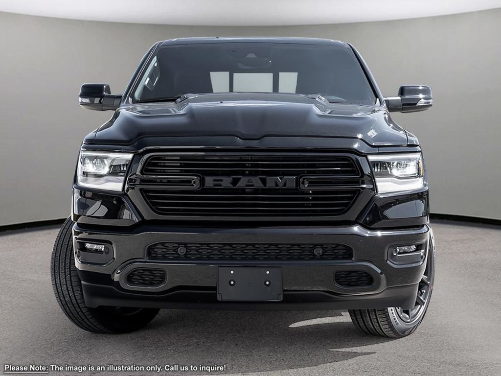 2024 Ram 1500 SPORT IN DIAMOND BLACK EQUIPPED WITH A 5.7L HEMI V8 W/ETORQUE , 4X4 , 8SPD AUTO , 22INCH RIMS , BSM/RCPD , 125L TANK , SPORT HOO-1