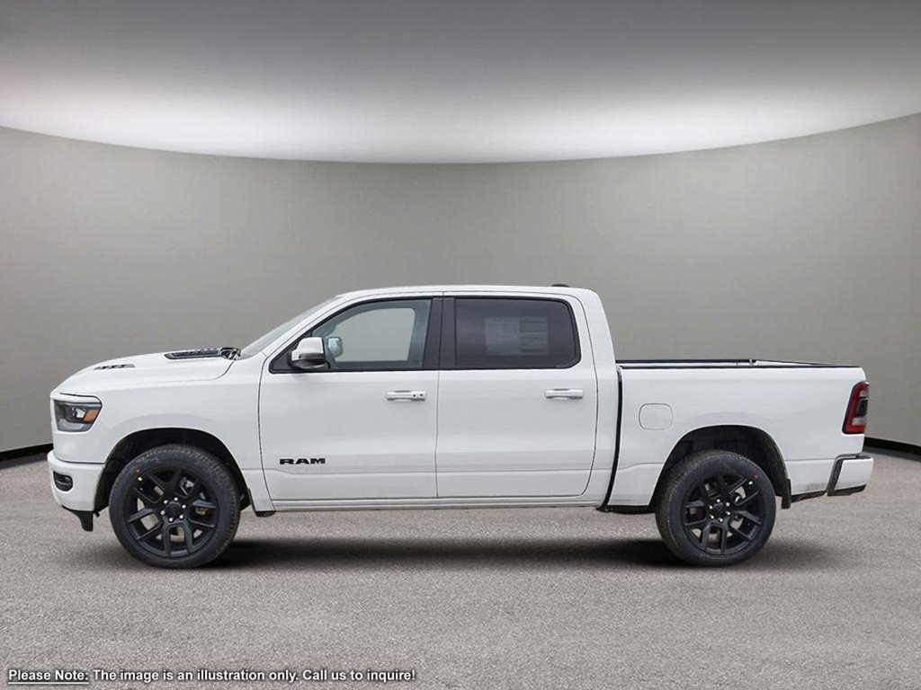 2024 Ram 1500 SPORT IN BRIGHT WHITE EQUIPPED WITH A 5.7L HEMI V8 , 4X4 , 8SPD AUTO , 22INCH RIMS , 125L TANK , BSM/RCPD , SPORT HOOD , PANORAM-2