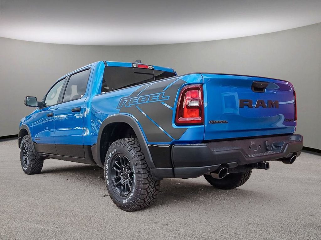 2025 Ram 1500 REBEL IN HYDRO BLUE EQUIPPED WITH A 3.0L TWIN TURBO I6 , 4X4 , 8SPD AUTO , PERF SHOCKS , CLOTH/VINYL BUCKET SEATS-3