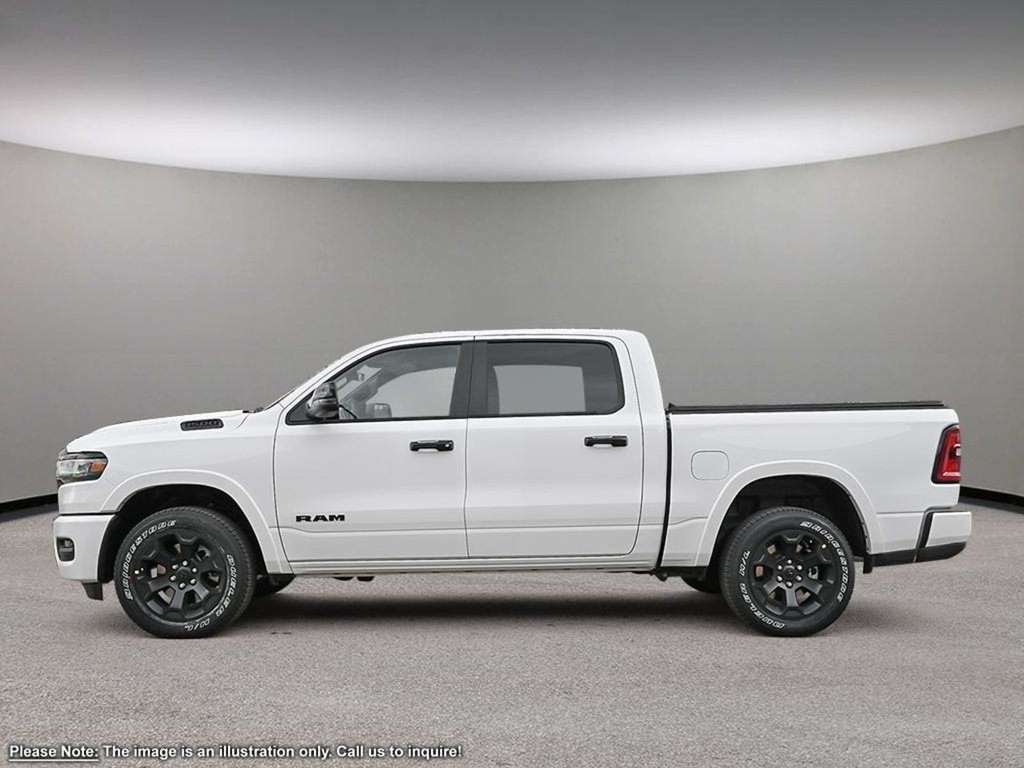 2025 Ram 1500 BIG HORN NIGHT EDITION IN BRIGHT WHITE EQUIPPED WITH A 3.6L V6 W/ETORQUE , 4X4 , 8SPD AUTO , BIG HORN LVL 2 , ALPINE AUDIO , 12I-2