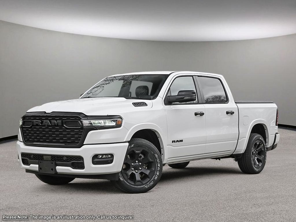 2025 Ram 1500 BIG HORN NIGHT EDITION IN BRIGHT WHITE EQUIPPED WITH A 3.6L V6 W/ETORQUE , 4X4 , 8SPD AUTO , BIG HORN LVL 2 , ALPINE AUDIO , 12I-0
