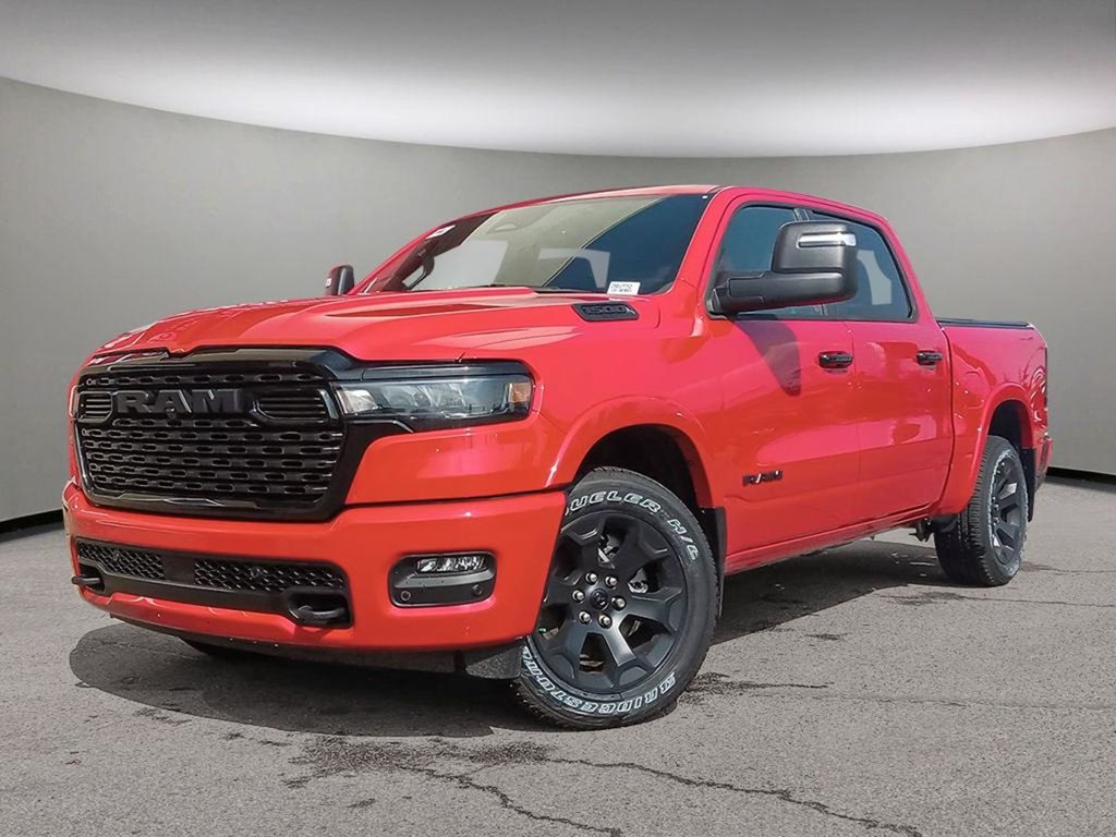 2025 Ram 1500 BIG HORN NIGHT EDITION IN FLAME RED EQUIPPED WITH A 3.0L TWIN TURBO I6 , 4X4 , 8SPD AUTO , PANO SUNROOF , TONNEAU COVER , BIG HO-0