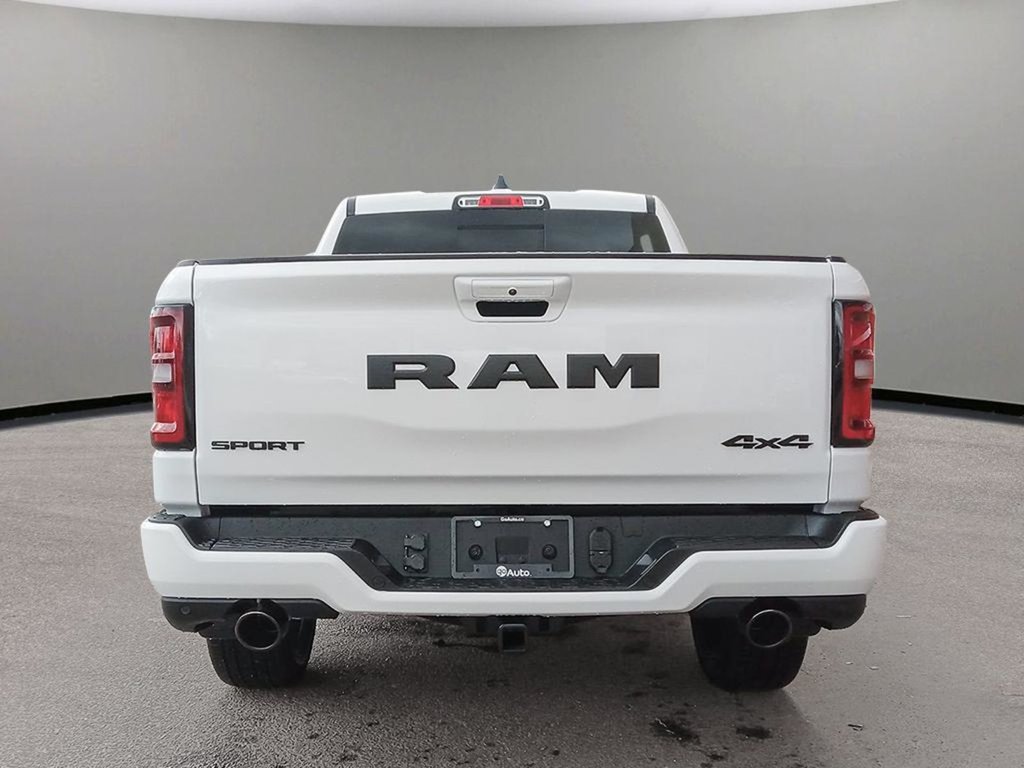 2025 Ram 1500 SPORT IN BRIGHT WHITE EQUIPPED WITH A 3.0L TWIN TURBO HURRICANE I6 , 4X4 , 8SPD AUTO , SPORT HOOD , PANORAMIC SUNROOF , 22INCH A-4