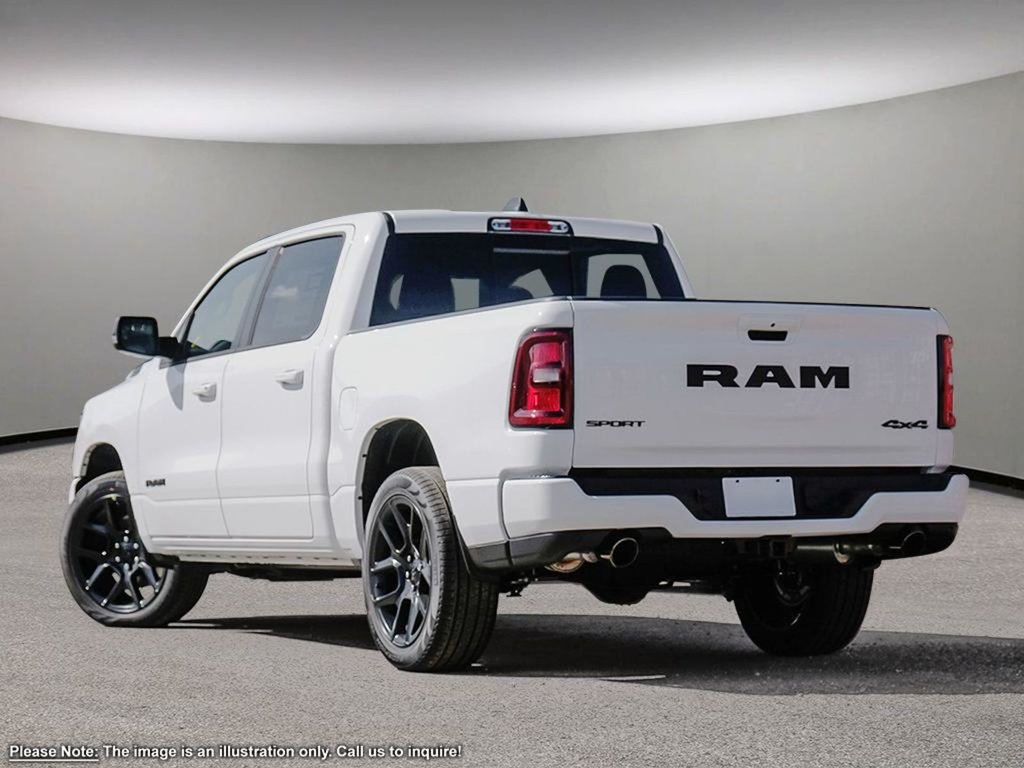 2025 Ram 1500 SPORT NIGHT EDITION IN BRIGHT WHITE EQUIPPED WITH A 3.0L TWIN TURBO I6 , 4X4 , 8SPD AUTO , SPORT LVL 1 , PANORAMIC SUNROOF , DUA-3