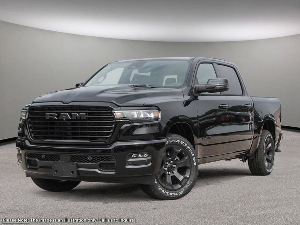 2025 Ram 1500 SPORT IN DIAMOND BLACK EQUIPPED WITH A 3.0L TWIN TURBO I6 , 4X4 , 8SPD AUTO , 22INCH RIMS , PWR RUNNING BOARDS , SPORT HOOD , PA-0