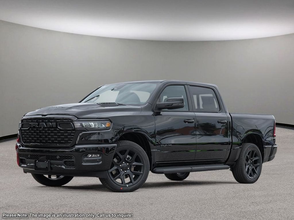 2025 Ram 1500 SPORT NIGHT EDITION IN DIAMOND BLACK EQUIPPED WITH A 3.0L TWIN TURBO I6 , 4X4 , 8SPD AUTO , PANO SUNROOF , SPORT HOOD , TECH GRO-0