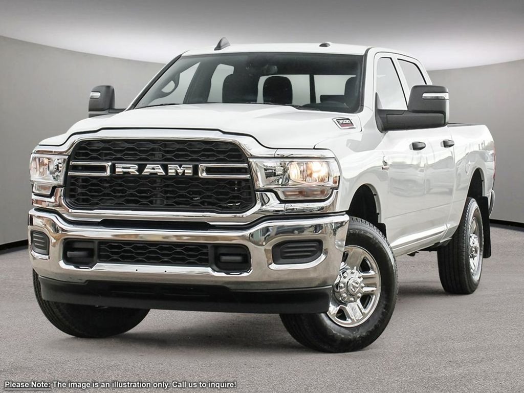 2024 Ram 3500 TRADESMAN IN BRIGHT WHITE EQUIPPED WITH A 6.7L CUMMINS TURBO DIESEL I6 , 4X4 , 6SPD AUTO , DUALLY , TRAILER BRAKE CONTROL , 8.4I-0