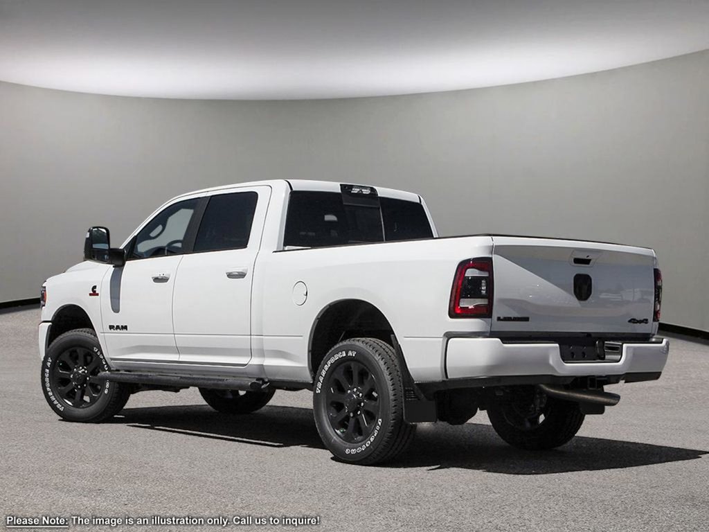 2024 Ram 3500 LARAMIE NIGHT EDITION IN BRIGHT WHITE EQUIPPED WITH A 6.7L CUMMINS HO TURBO DIESEL I6 , 4X4 , 6SPD AISIN HD AUTO , LARAMIE LVL B-3