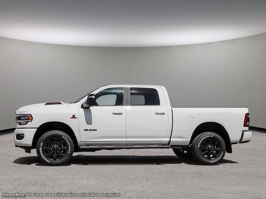 2024 Ram 3500 LARAMIE NIGHT EDITION IN BRIGHT WHITE EQUIPPED WITH A 6.7L CUMMINS HO TURBO DIESEL I6 , 4X4 , 6SPD AISIN HD AUTO , LARAMIE LVL B-2