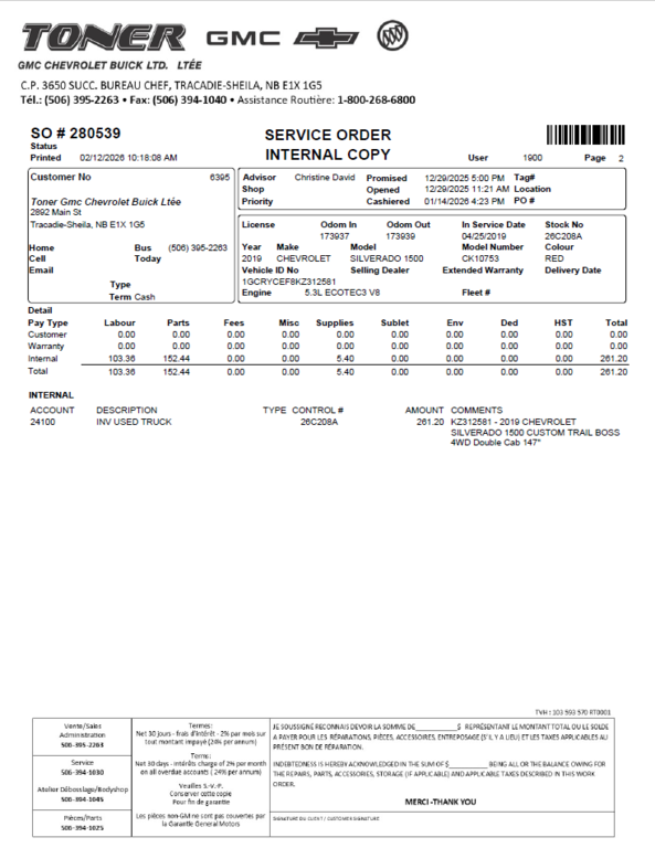 2019 Chevrolet Silverado 1500 Custom Trail Boss in Tracadie-Sheila, New Brunswick - 13 - w1024h768px