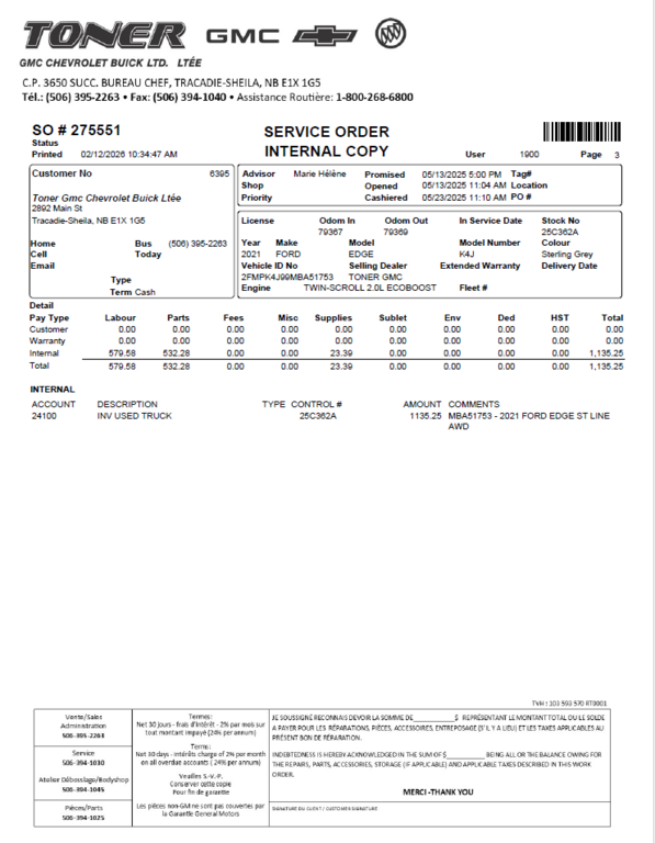 2021 Ford Edge ST-Line in Tracadie-Sheila, New Brunswick - 13 - w1024h768px