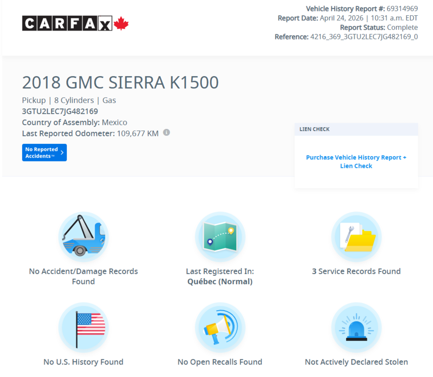 GMC Sierra 1500 DÉMARREUR | COUVRE BOÎTE | 8 ROUES +++ 2018 à Laval, Québec - 2 - w1024h768px